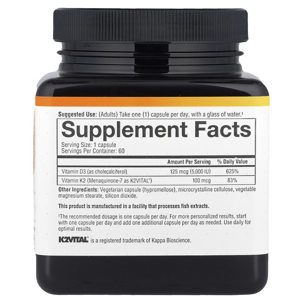 Youtheory K2D3 Daily Vitamin Veggie Capsules, 60 Count