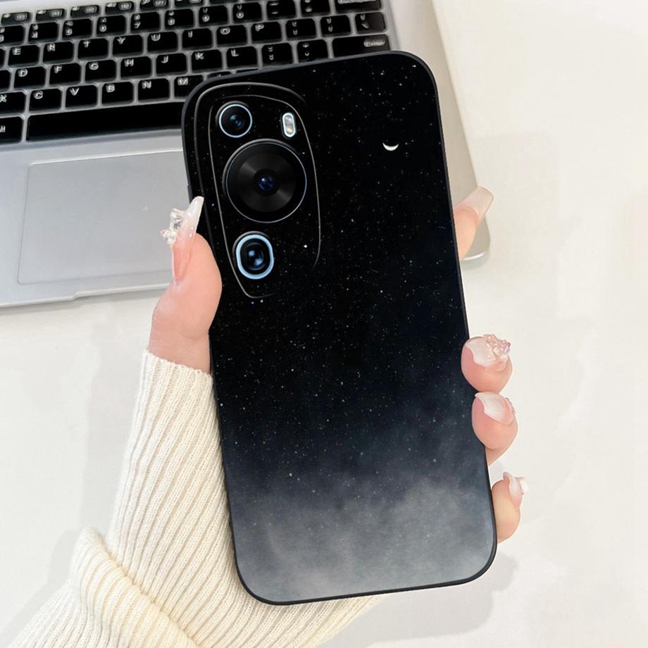 For Huawei P60 Art / P60Pro / HuaweiP60 Case Liquid Silicone Soft TPU Back Cover Phone Funda Gothic Black Night Bumper Panda Bag