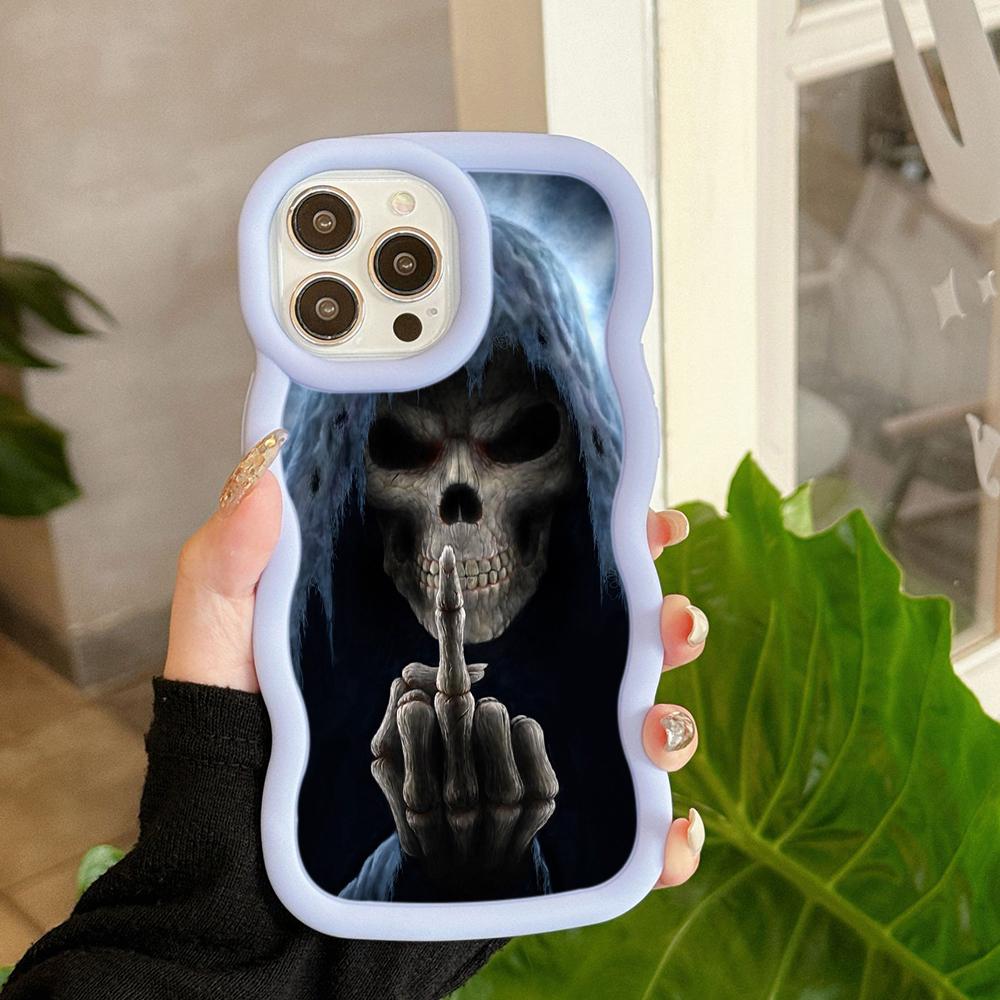 LZ13 Death Prayer Grim Reaper Skull Wave Silicone Phone Cases for Samsung A15 S23 FE S24 Ultra A34 A54 A14 Motorola G32 OnePlus Soft Cover