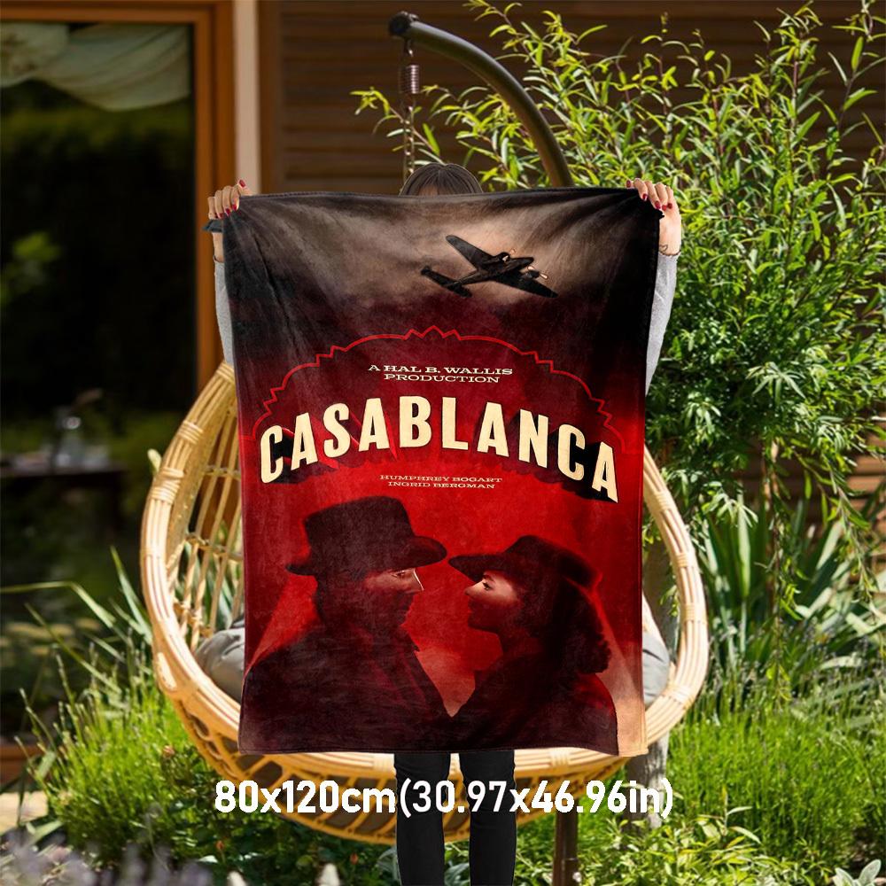 

1pc CasablancaOutdoor Flannel Blanket Soft Plush Decor for Picnics, camping,Bedroom, Playroom, or Lunch Breakn1228A 80x120cm(31x47inch)