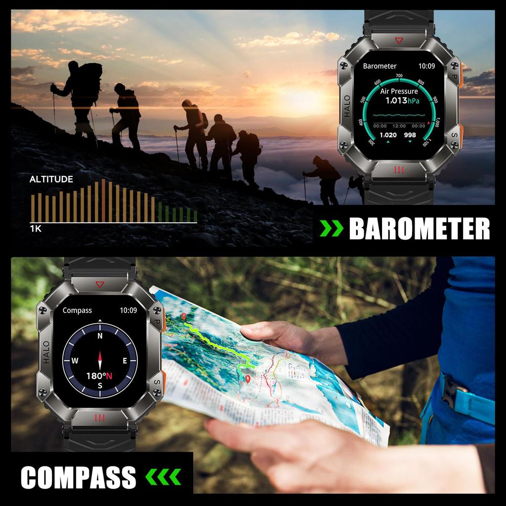 KR80 Smartwatch with Heart Rate Monitor, Bluetooth Calling, Compass & Sports Features