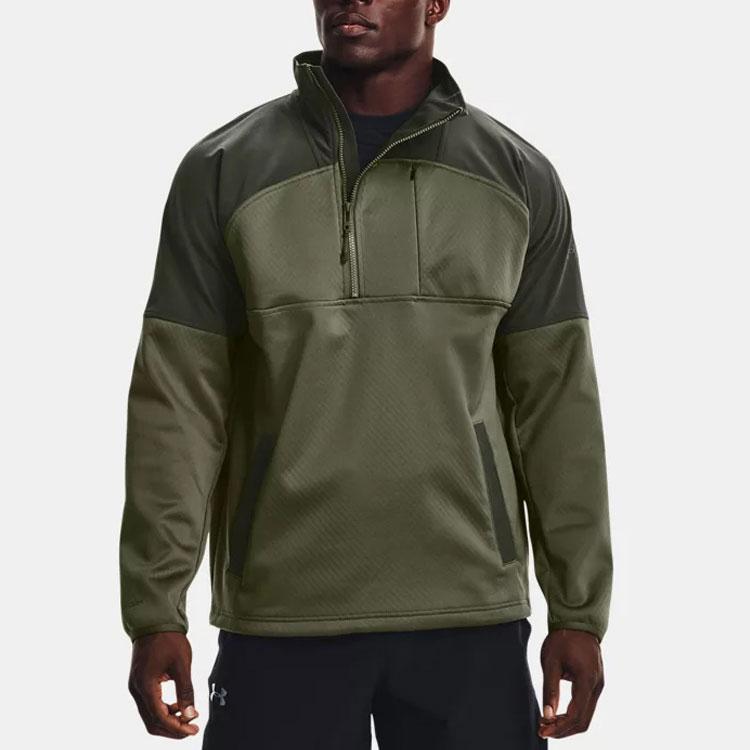 Under Armour RUSH Sweatshirts Men's Army Green Stand Collar Moderate Regular 1366122-390