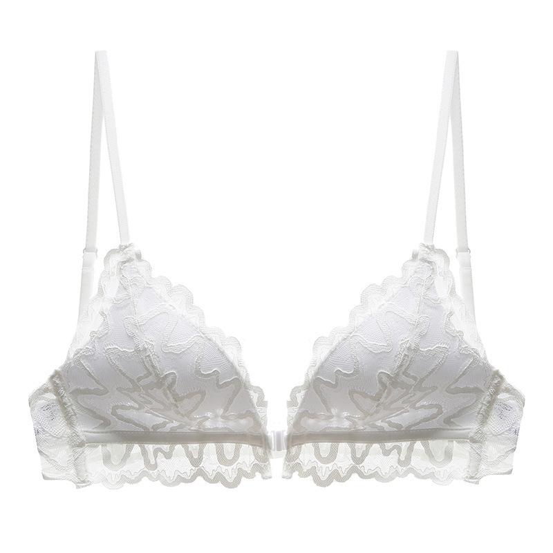French Thin U-shaped Big Halter Invisible Bra Beautiful Back Cross Belt Front Buckle Underwear Big Chest Small Bra Bra