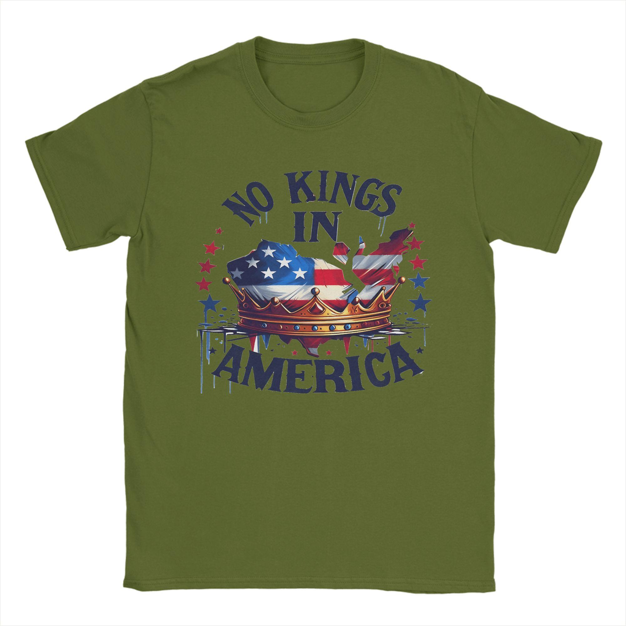

No Kings in America T Shirt for Men Pure Cotton Vintage T-Shirt Crewneck Tee Shirt Short Sleeve Clothing Party 3XL