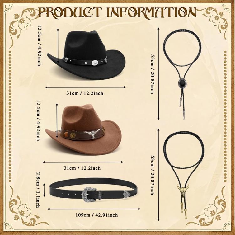 Abiti Western Accessori Costume da Cowgirl Occidentale Cappelli da Cowgirl Cintura Collana per Costume Cosplay di Halloween per Adulti