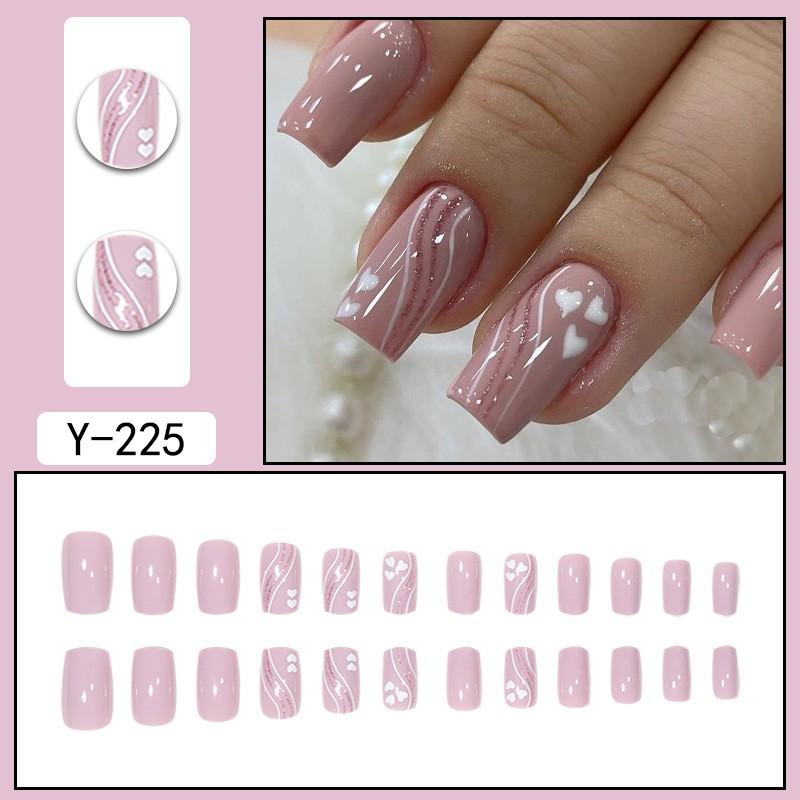 Pre-made Press-On Nails With Gradient Line Design Minimalist INS Style False Nail Tips Women