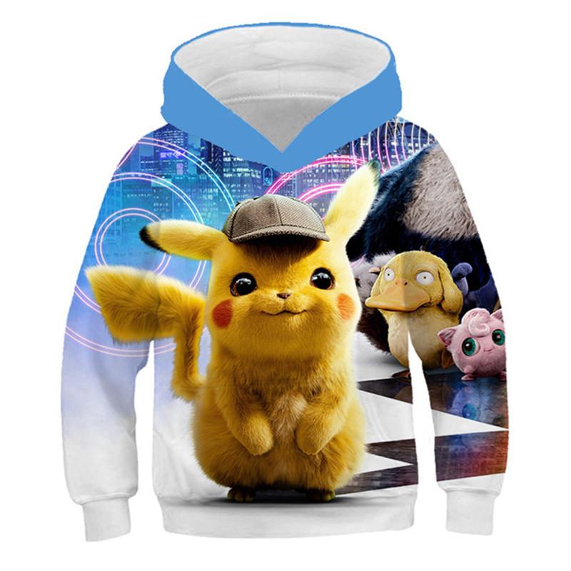 2025 Year Pokemon Hoodies Kids Cartoon Pullover Pikachu Sweatshirt Long Sleeve Children Clothes Boy Fashion Top 4-14 Years Kid Streetwear