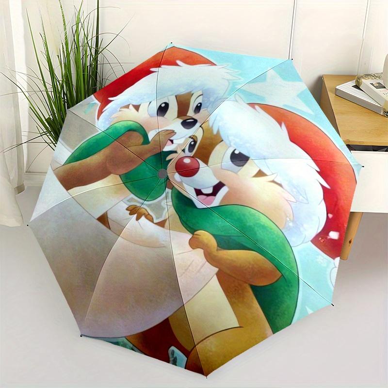 

Christmas Chip n Dale Automatic 3-Fold Umbrella Design, Cute Cartoon Pattern, Portable Outdoor Umbrella, Perfect, Holiday Gift for Disney f
