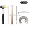 5 Pcs Professional Jewel Making Kit: Solid Wood Jewel Stick Mandrel, 4-Yard Sizing Band, 3-Size Circle Jewel w/Rubber Hammer & Finger Sizers