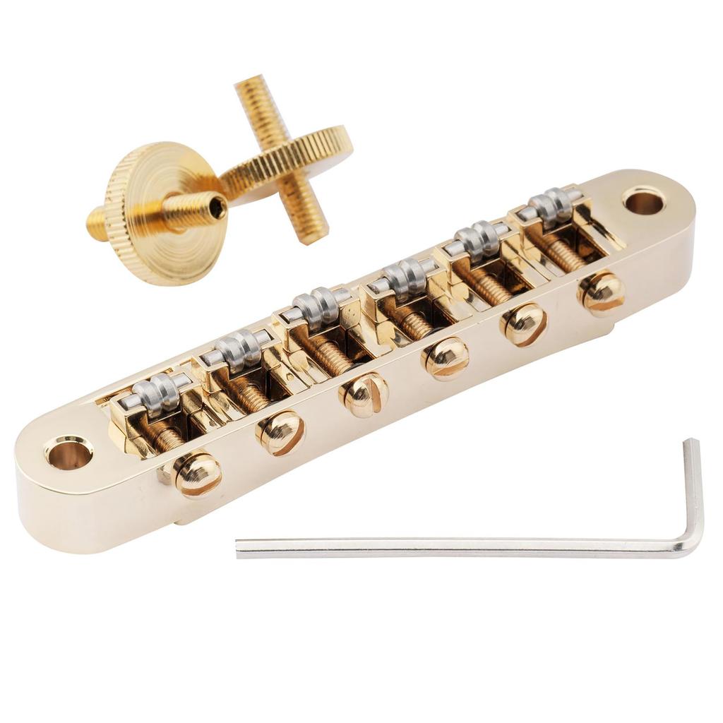 Musiclily Pro Roller Saddle ABR Bridge for LP Les Paul Electric Gold Bridge, 10.4mm Pitch, Tune-O-Matic Guitars,