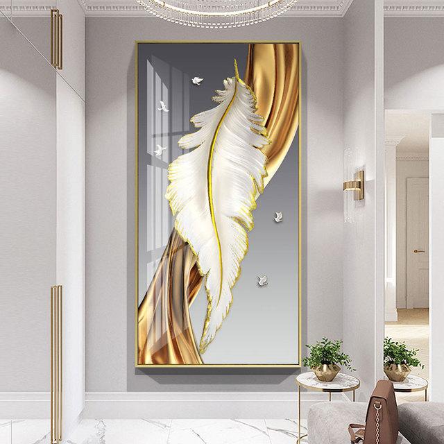 Abstract Luxury Feather Posters and Prints Nordic Colorful Canvas Painting Wall Art Pictures for Living Room Home Porch Decor