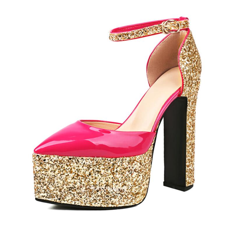 

Luxury Sandals Women Designers Summer New Pointed Toe Bling Shiny Shoes For Women Platform Shoes Party Shoes