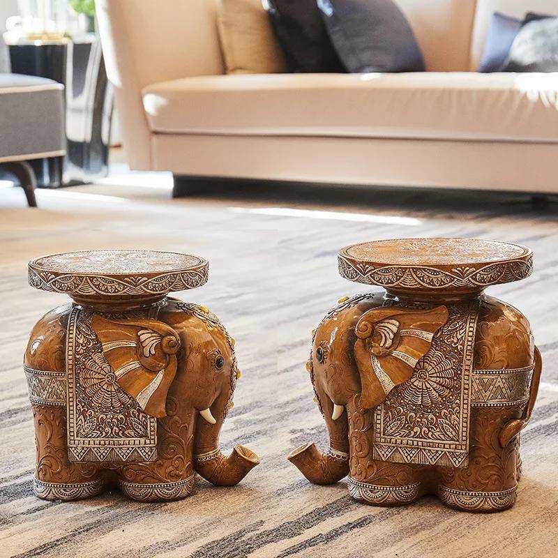 North Elephant Shape Shoe Changing Stool Home Practical Floor Decor Entrance Shoe Stools Tea Table Home Resin Storage Rack