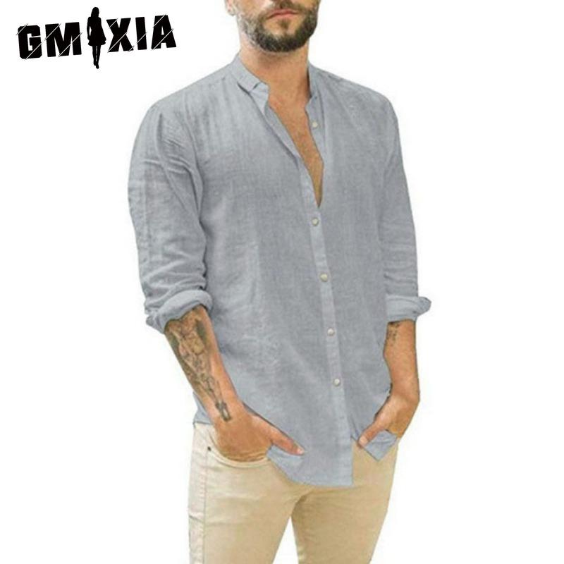 GMXIA Cotton Long Sleeve T-shirt Men's Fashion Loose Shirt Printed Compassionate Shirt