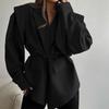 2025 Autumn/Winter European and American Women's Waist-Cinching Lace-Up Loose V-Neck Jacket