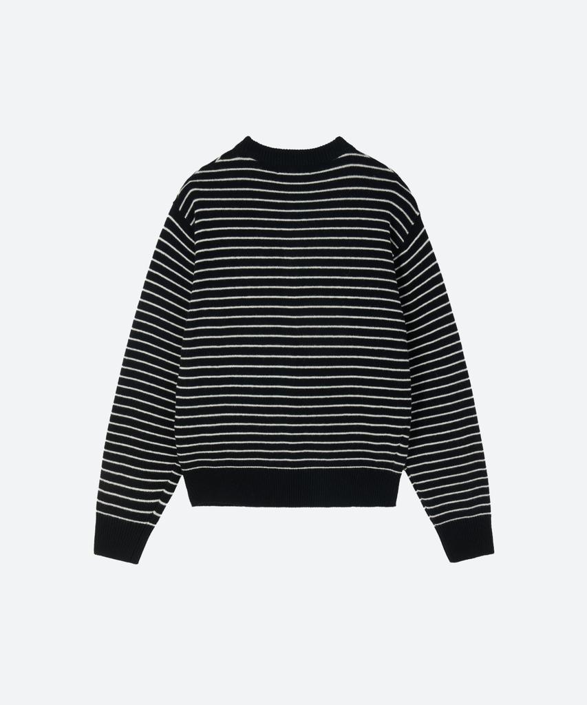 MOONSUN M.C Unisex, Stripe Wool Knit Cardigan / Black