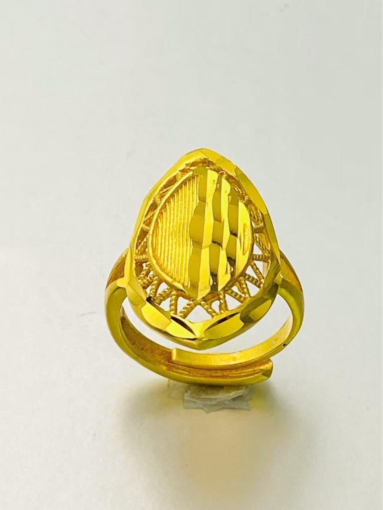 24K Gold Plated Adjustable Brass Ring - Personalized High-End Design
