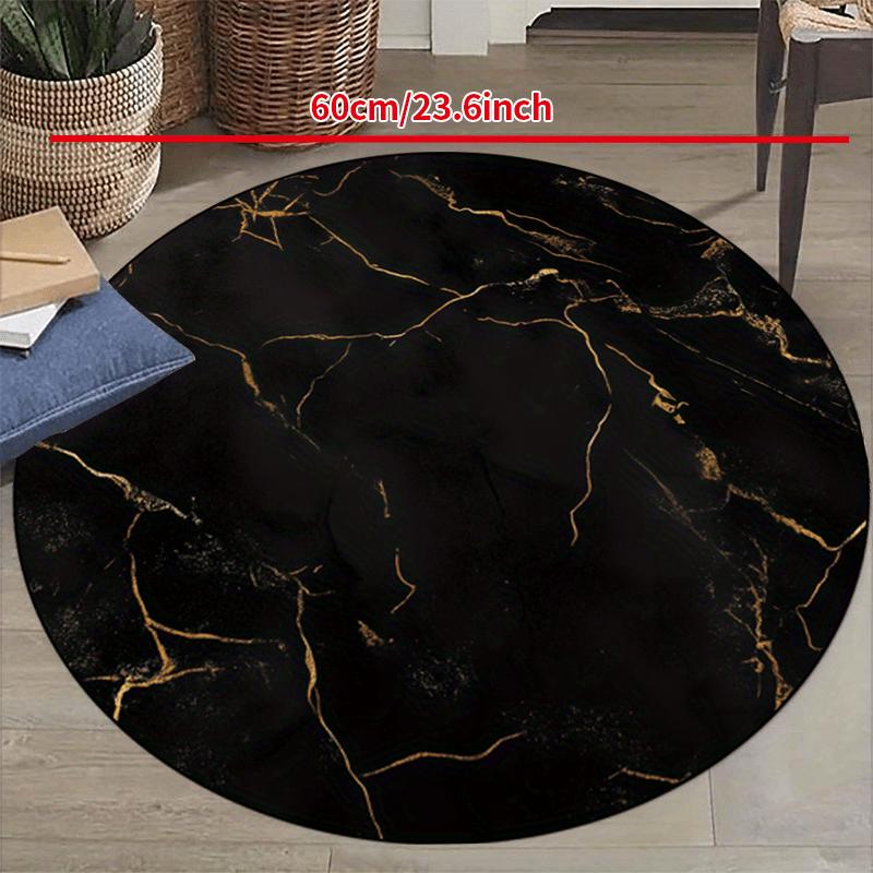 Luxury  Black Golden MarblePattern Round Shape Floor Mats Kitchen Hallway Runner Rug Bedroom Living Room Soft Carpet Non-slip Area Rug