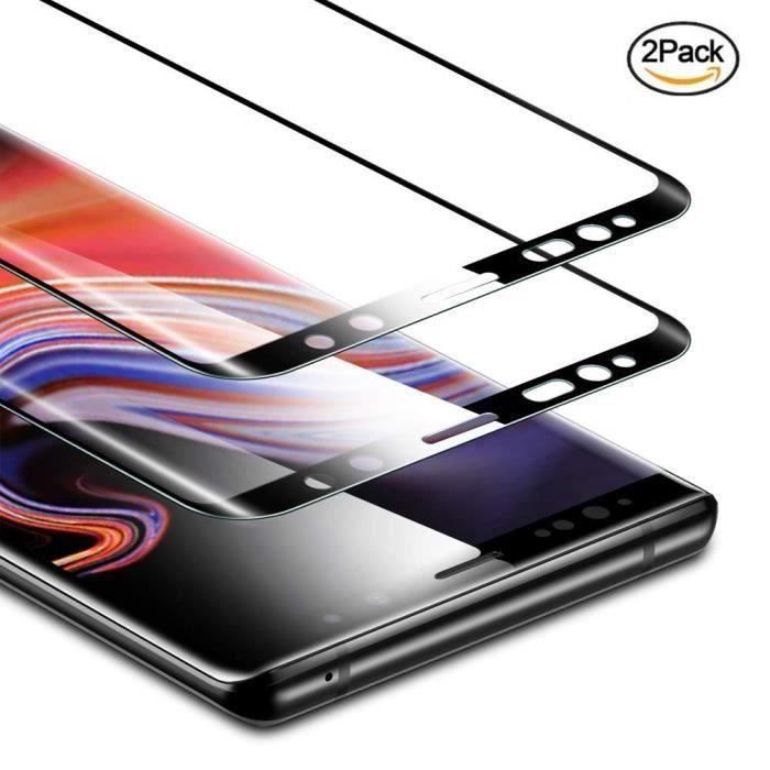 Film Samsung Note 9, Couverture Intégrale 3D, Galaxy Note9 Protection Ecran Film Verre Trempé pour Samsung Galaxy Note 9(Noir,2 pack