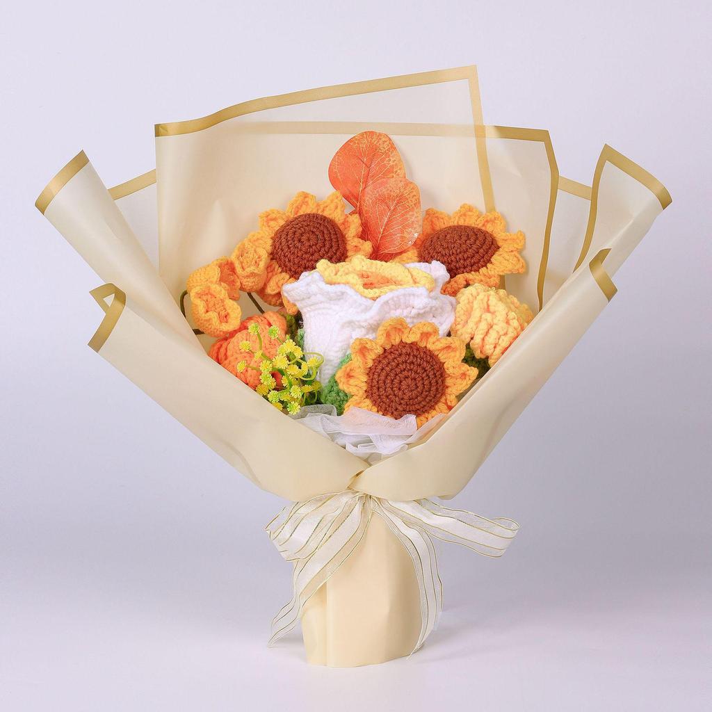 Hand-Knitted Rose Yarn Bouquet - Perfect Birthday or Festival Gift for Friends and Teachers