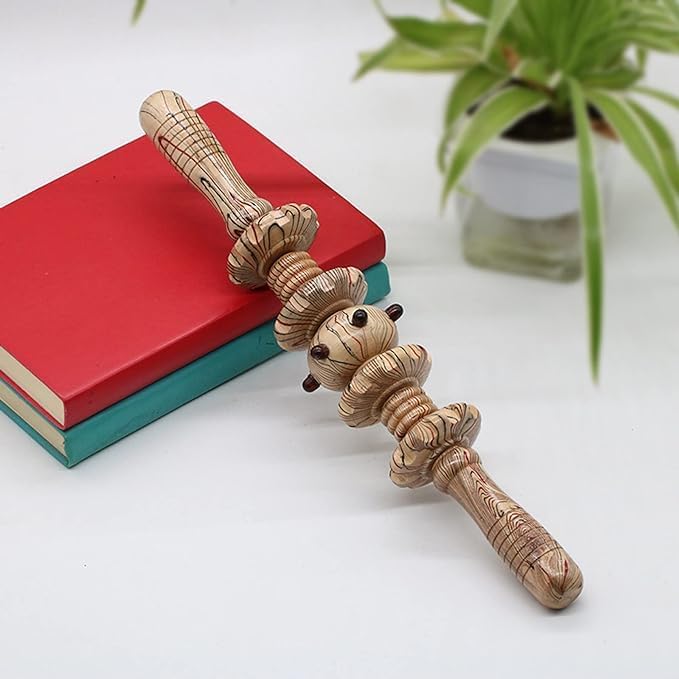 SHREESAMP 7 Wheels Fancy Gua Sha Wood Massager Roller Wood Therapy Trigger Point Massage Muscle Release Roller Tools For Musle Relaxation Soothes