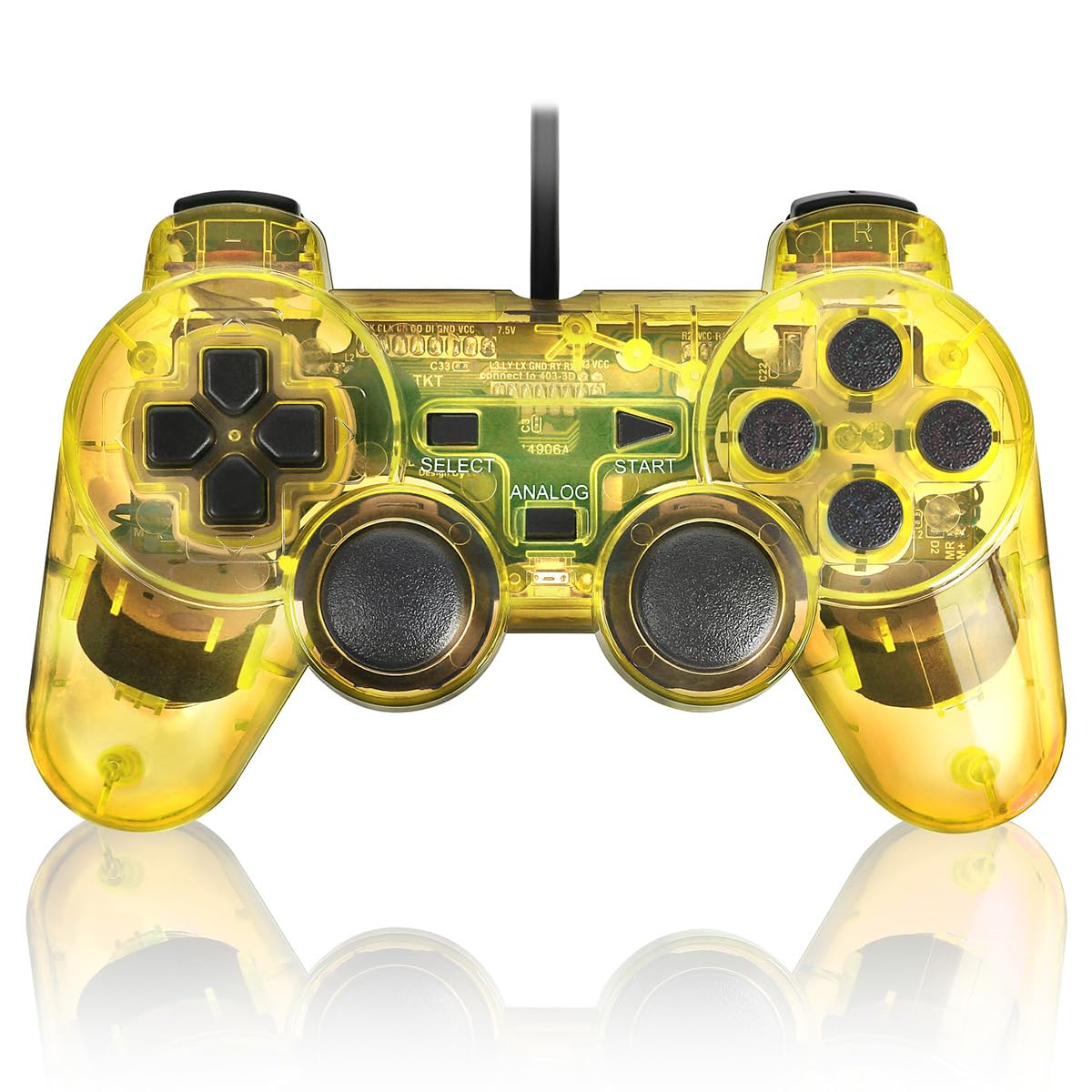 

Дротовий геймпад K&SGAMER, сумісний з PS2, з елементами керування справжньої якості, високоточними кнопками та зручним захватом (Прозорий жовтий)
