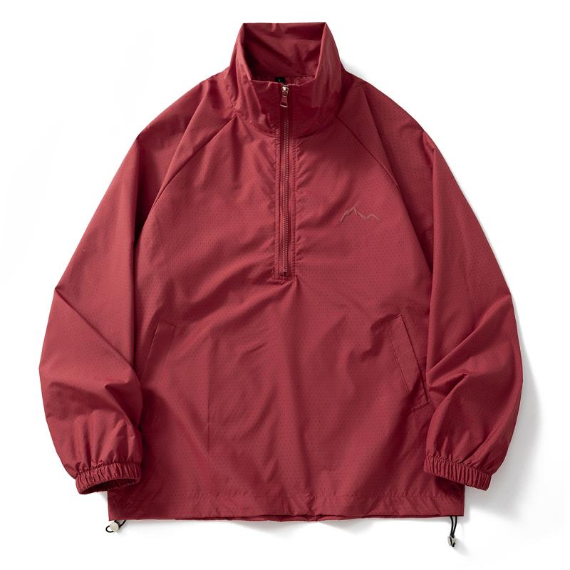 Men's Half Zip Lightweight Windbreaker Jacket – Breathable Mesh Stand Collar Casual Pullover for Outdoor & Daily Wear