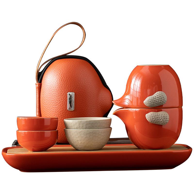 Zestaw do herbaty podróżnej na świeżym powietrzu Kreatywny przenośny ceramiczny zestaw do herbaty Kung Fu Czajnik biurowy Chińskie akcesoria do ceremonii herbacianej Prezenty dla przyjaciół