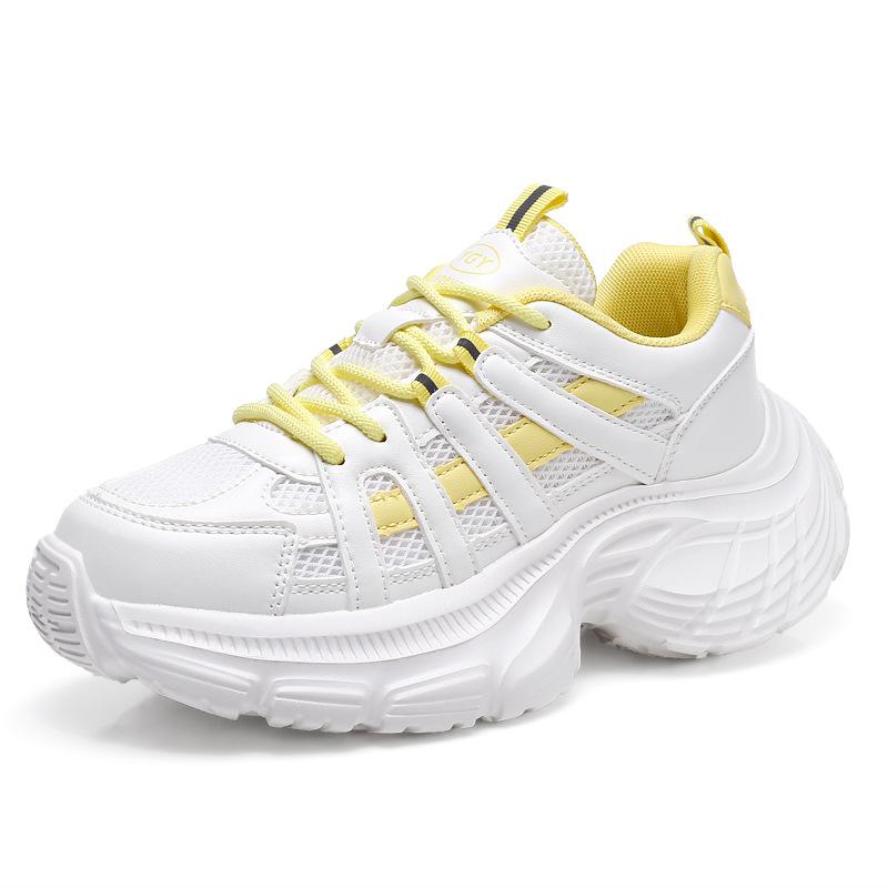 

Модные кроссовки женские белые туфли мягкие повседневные женские массивные кроссовки дышащие толстая подошва увеличение роста 5 см 41 жёлтый
