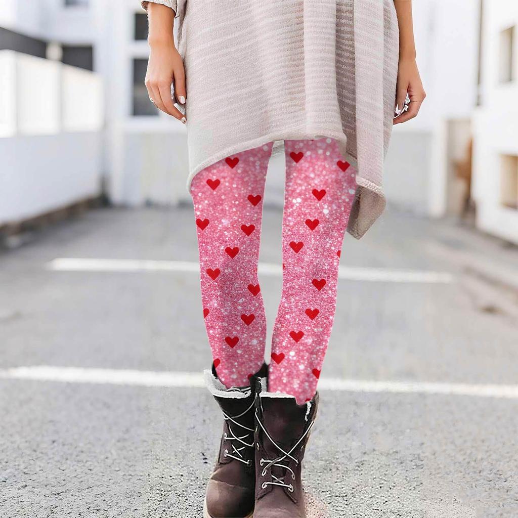 Damen Casual Mode Print Hose High-Waist Straight-Leg Skinny Leggings