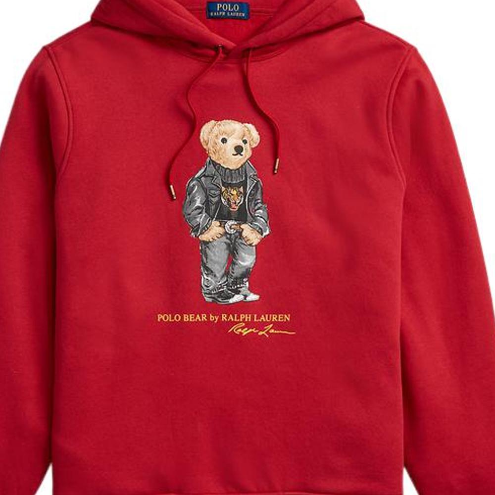 Polo Ralph Lauren SS22 Hanorac Pulover cu Mânecă Lungă și Glugă cu Imprimeu Urs Desene Animate Bărbați hanorac Roșu MNPOKNI16821852