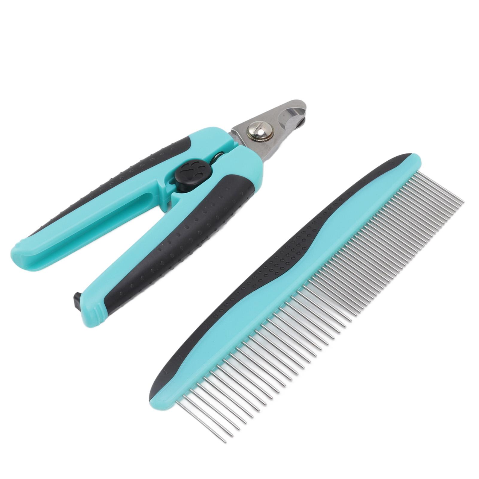 

Stainless Steel Pet Nail Clippers and Comb Set Prevent Slipping Portable Pet Grooming Tools for Small Animals