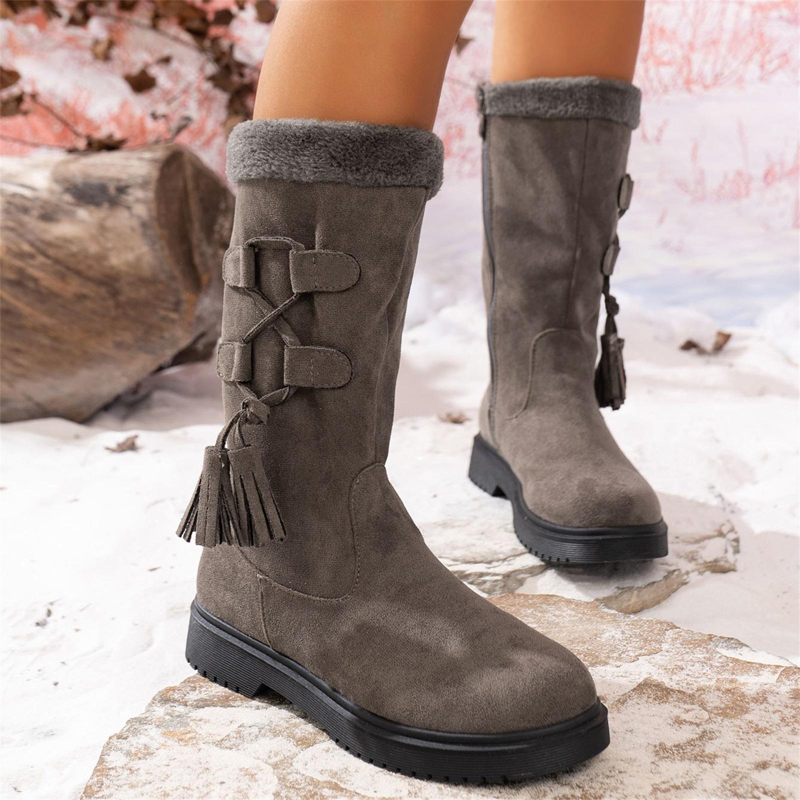 

Women s Fashion Plus Size Mid-Calf Side Zip Cotton Boots 38