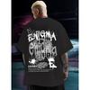 European Size Men's Short-sleeved T-shirt with Multi-text Pattern On the Back