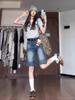 Retro Spicy Girl Women's Low-Waist Denim Shorts - Summer Loose Fit 5-Point Wide-Leg Mid-Length Design