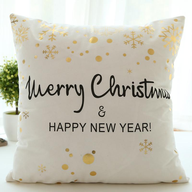 

Hot Stamping Letter Series Christmas Pillow Cover New Home Sofa Cushion Cover 45 * 45Cm (without pillow core)