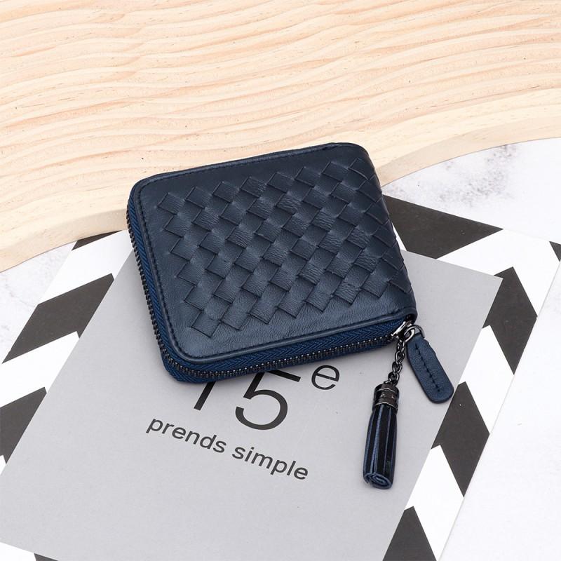 Classic Sheepskin Knitted Zipper Small Wallet Large Capacity Multifunctional Change Bag Folding