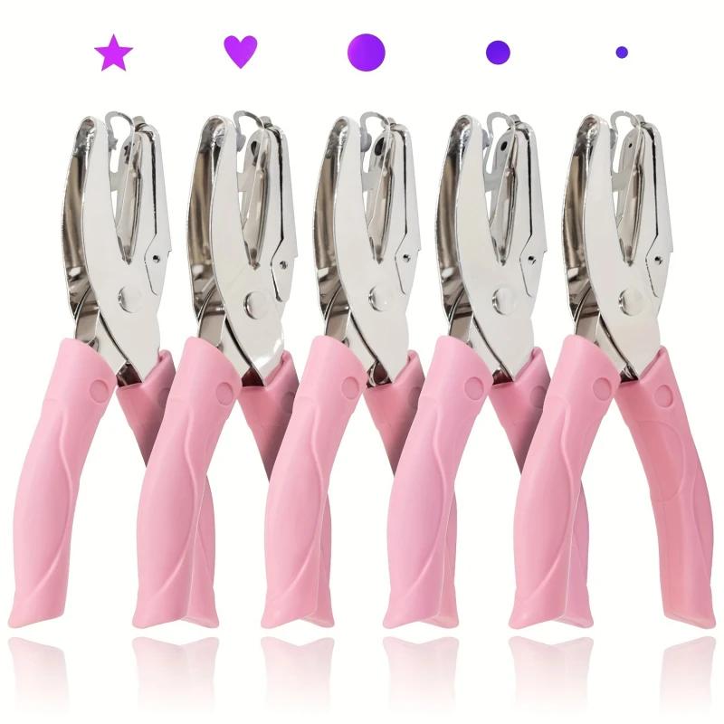 1pc Cute Metal Handheld Paper Punch Scrapbooking Clothes Single Hole Punches Star Heart Circle Hole Diy Craft Shape Cutter
