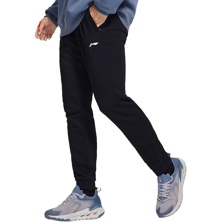 Li Ning Sports Lifestyle Series Solid Color Loose Fit Breathable Comfortable Casual Pants Men Bottoms Black AKLTD51-1