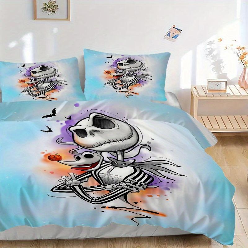 

3pcs The Nightmare Before Christmas Jack Printed Quilt Set Soft and Comfortable Quilt Cover for Bedroom, Guest Room Bedding Set B091 135x200cm