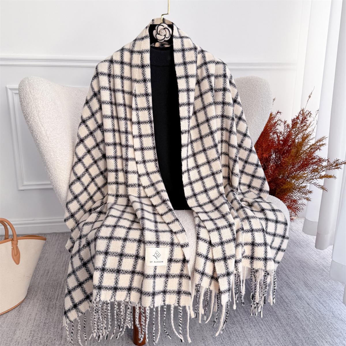 

2025 New Christmas Styles Winter Women Scarf Imitation Cashmere Blanket Thick Warm Pashmina Shawl Wraps Tassel Poncho Echarpe 65x180cm