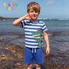 European Boys' Summer Set: Cute Crab Embroidered 2-Piece, Round Neck & Short Sleeve.