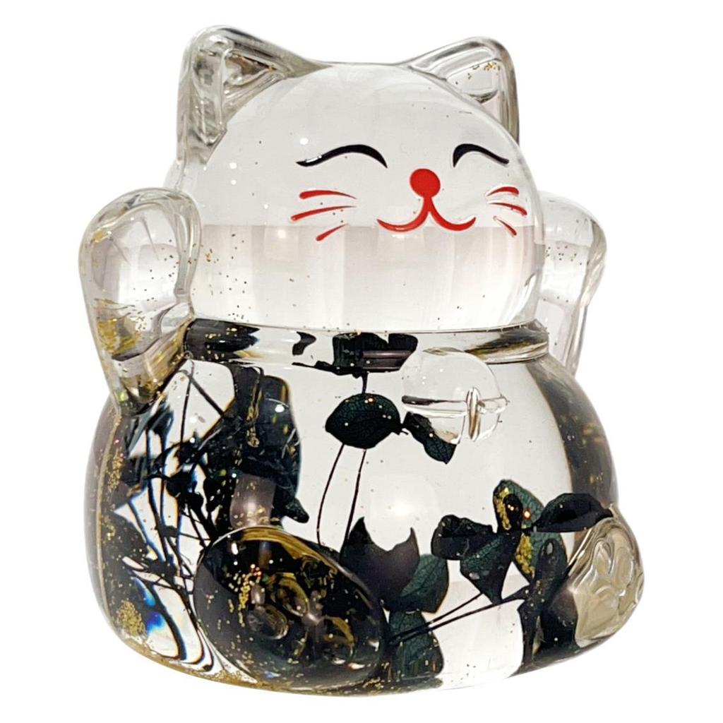 Luminous Glitter Lucky Cat Desktop Figurine with Flowing Sand