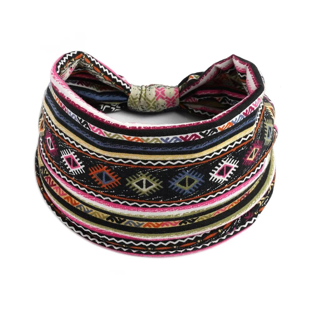 Boho Knot Turbans Yoga Elastic Head Wrap Women Headband Wide Hairbands Headwear Floral Bandanas Fashion Hair Band Accessories