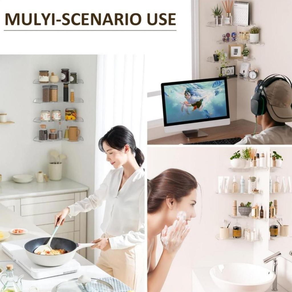 Shelves For Room Wall 2 Pieces Heavy Duty Storage Acrylic Wall Mounted Bathroom Shelves For Kitchen Bedroom Office Apartment