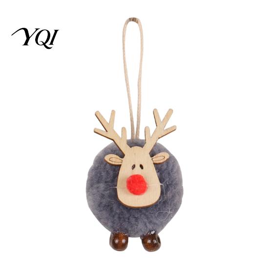 Rustic Style Christmas Tree Decorations Felt Elk Hanging Ornaments, Cute Fuzzy Pom Reindeer Creative for Stores Pendant, Holiday Party Winter