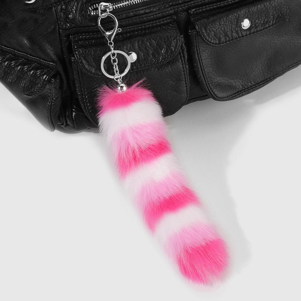 Fox Tail Keychain Irregular Car Keychain Bag Pendant Tail Animal Style Leopard Colored Keychain Cute Plush Keychain For Women