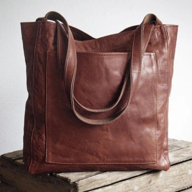 Women's leather portable shoulder retro oil wax leather bag large capacity fashion new tote bag store