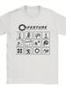Portal 2 Aperture Science Laboratories Unisex Tričko s potiskem Bílé s černými vědeckými ikonami Oficiální oblečení pro videohry