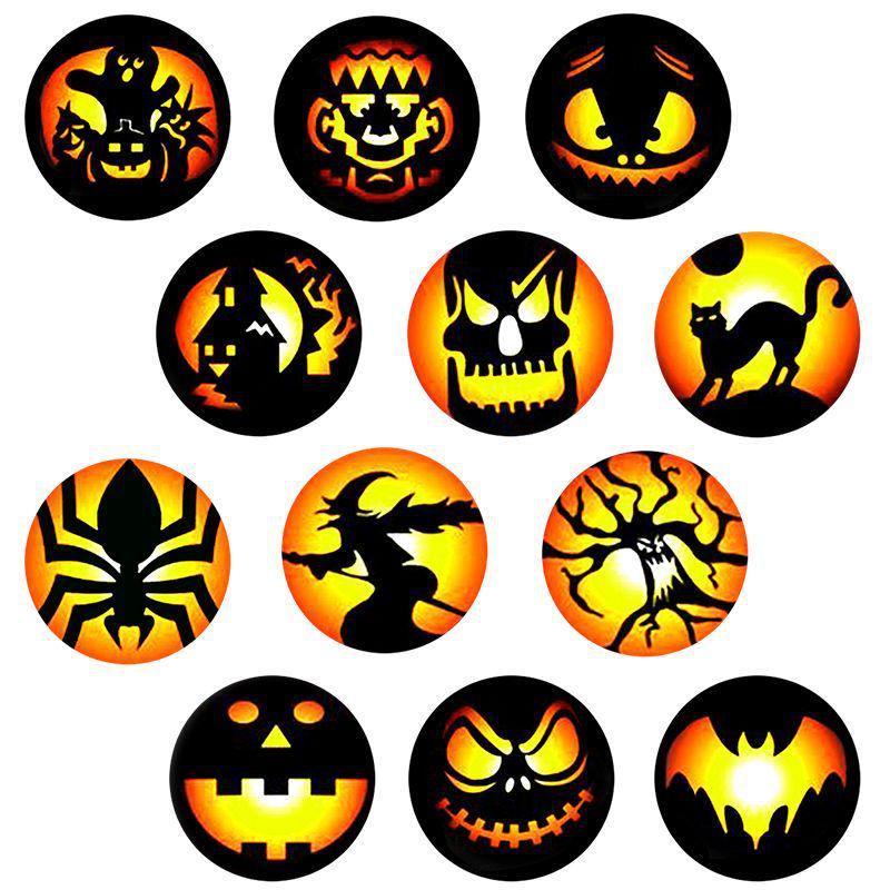Ghost Festival Fridge Magnets: Witch, Pumpkin, Skeleton, Spider, Bat & Gem Silhouettes